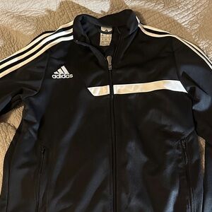 Adidas Youth Black Windbreaker with White Stripes